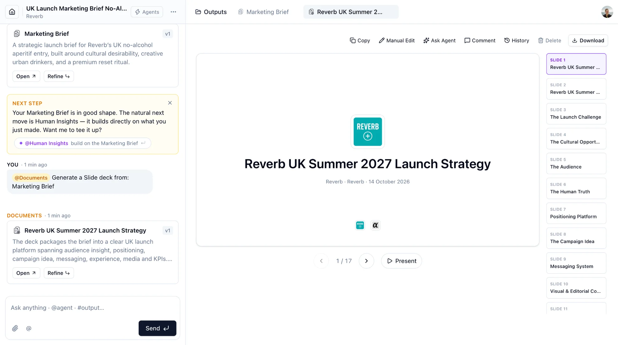 A slide deck with its Download menu